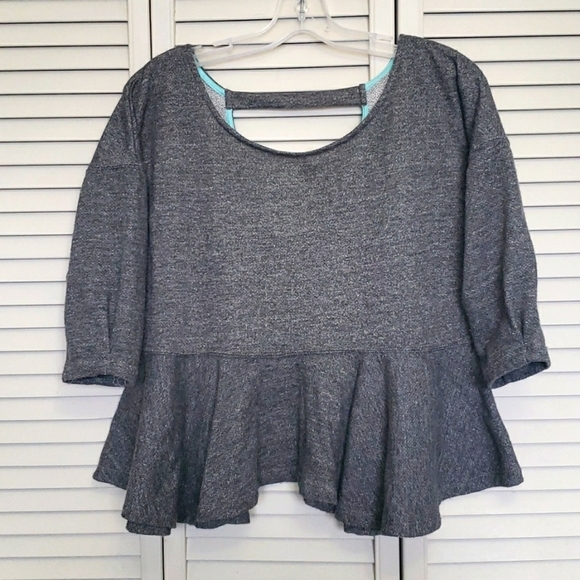 Saturday Sunday Anthropologie Peplum Terry Knit Sweatshirt Top, Grey, Size M - Picture 2 of 9